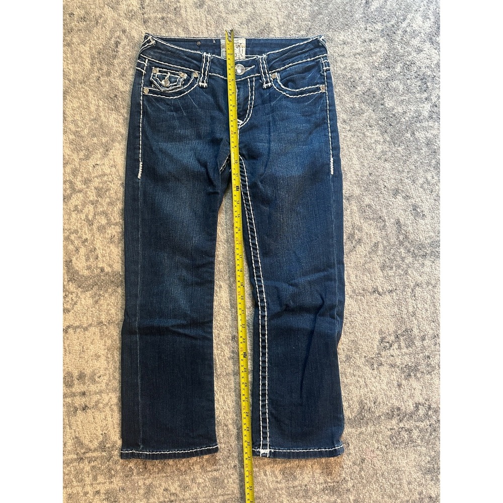 LA Idol USA Cropped Jeans Womens Low Rise Zip Fly Contrast Stitch- Size 3 - Picture 11 of 12